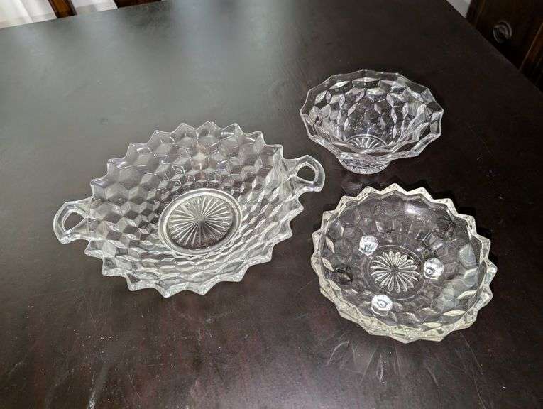 (3) FOSTORIA AMERICAN TABLE PIECES