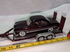 1956 FORD PICKUP, 1949 FORD COUPE CAR, & FLATBED TRAILER DIECAST MODELS