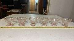 6 PIECE ROYAL LACE PINK DEPRESSION SHERBET CUPS