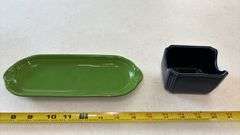 9.5”L FIESTA CORN/RELISH/UTILITY TRAY & FIESTA SUGAR PACKET CADDY