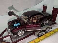 1956 FORD PICKUP, 1949 FORD COUPE CAR, & FLATBED TRAILER DIECAST MODELS