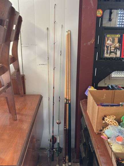 3-CT. FISHING POLES & 3-CT POOL CUES