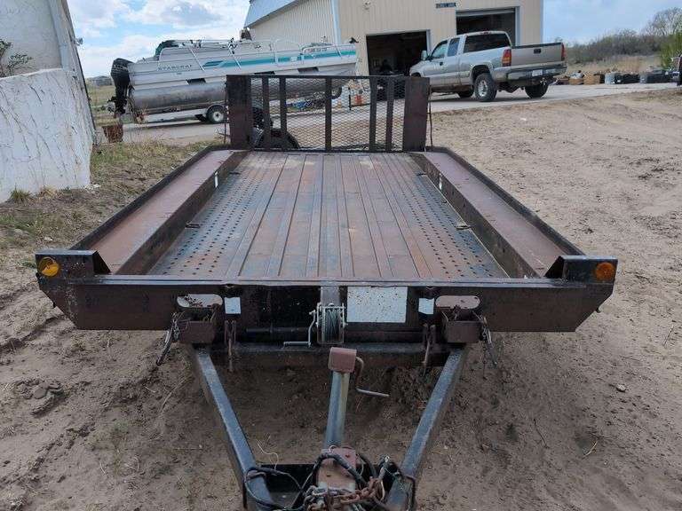 (OUT) 8-FT. X 16-FT. STEEL BED TILTING FLATBED TRAILER WITH RAMP GATE ...