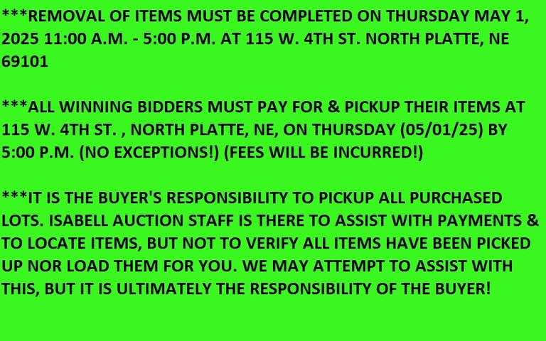 REMOVAL DATE, TIME, & INFORMATION