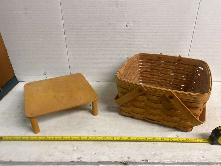 LONGABERGER BASKET AND WOOD TABLE