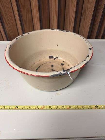 LARGE VINTAGE ENAMEL BOWL