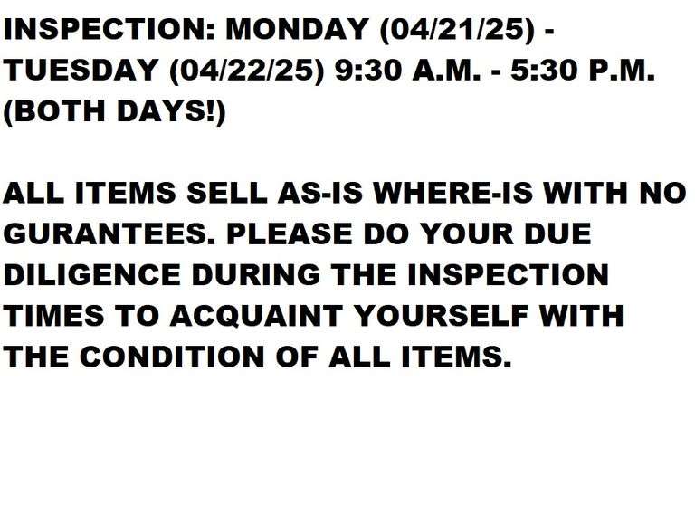 INSPECTION DATES, TIMES, & INFORMATION