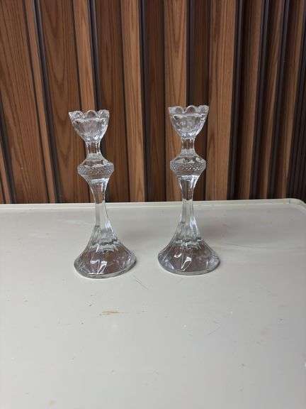 PAIR OF MIKASA CZEK CRYSTAL CANDLE HOLDERS