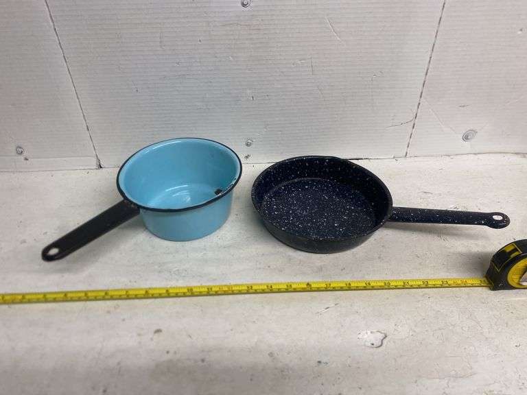 ENAMELWARE POT AND PAN
