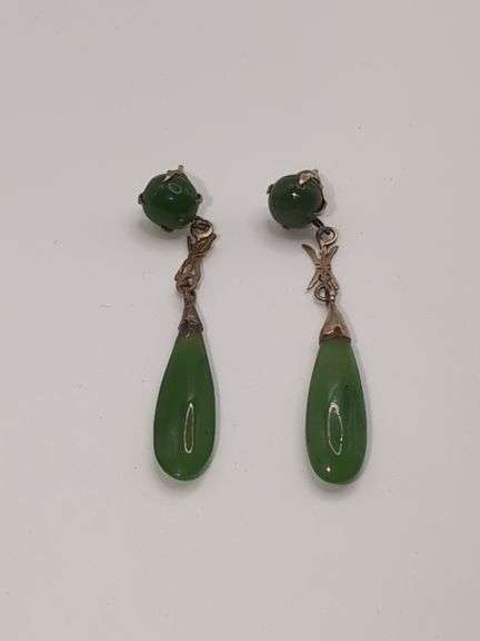 VINTAGE JADE DROP EARRINGS SET