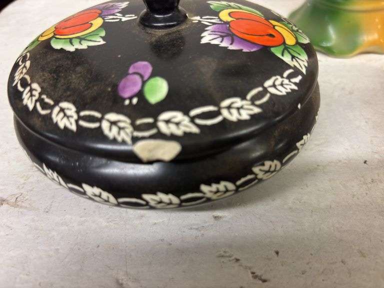 ASSORTED VINTAGE VASES, ASHTRAYS, SMALL PITCHER, DRESSER BOX, HOME DECOR, ECT.