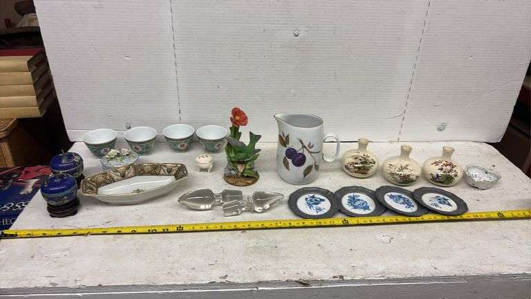 ASSORTED HOME DECOR, COASTERS, VASES, CUPS, CANDLES, ETC.