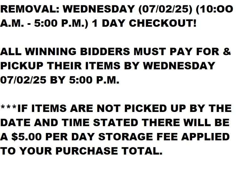 REMOVAL DATE, TIME, & INFORMATION