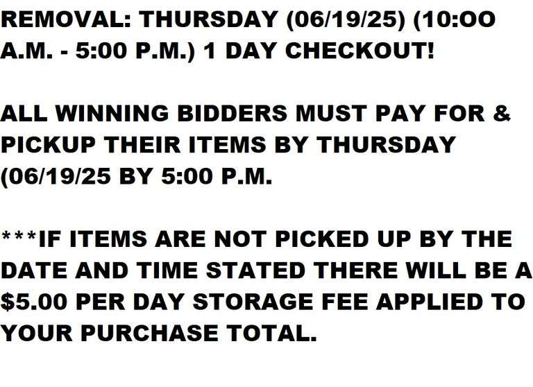 REMOVAL DATE, TIME, & INFORMATION