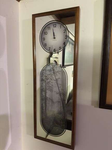 (O) 12”X34” MIRROR CLOCK