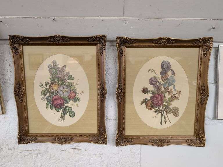 PAIR OF FLORAL PRINTS BY J.L. PREVOST IN FRAMES (19" X 23½" (EA ...