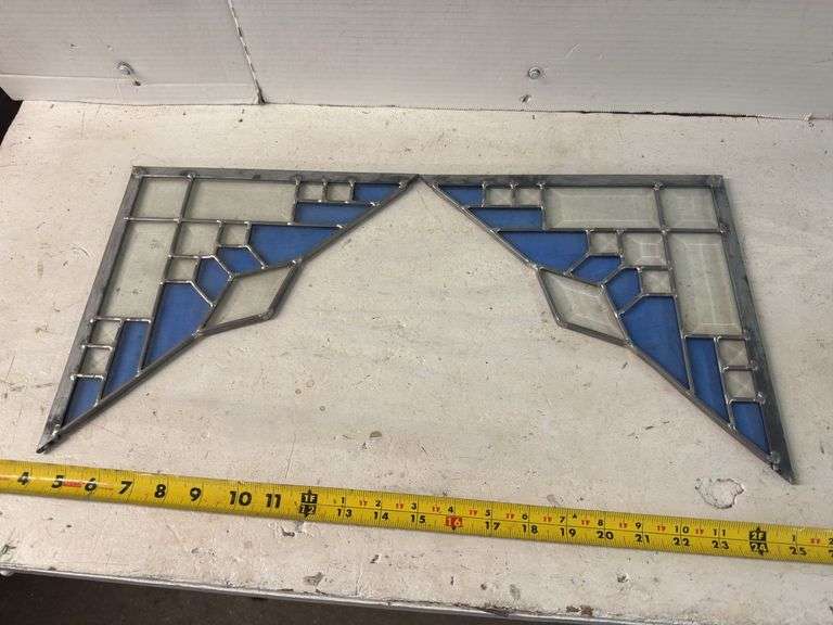 PAIR OF STAINED GLASS CORNERS