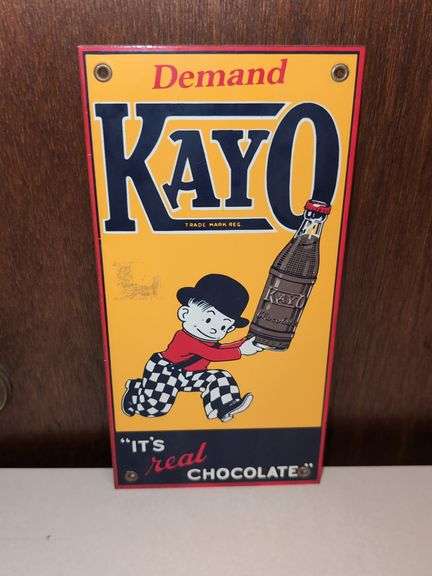 (LSR) KAYO PORCELAIN METAL SIGN (6" X 12")