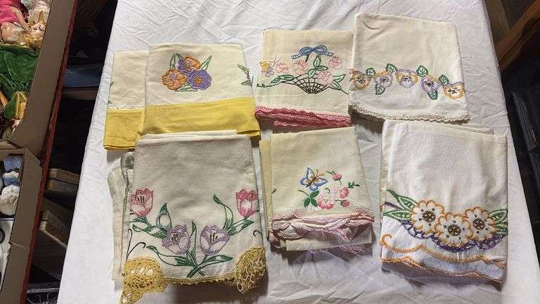 ASSORTED EMBROIDERED PILLOW CASES