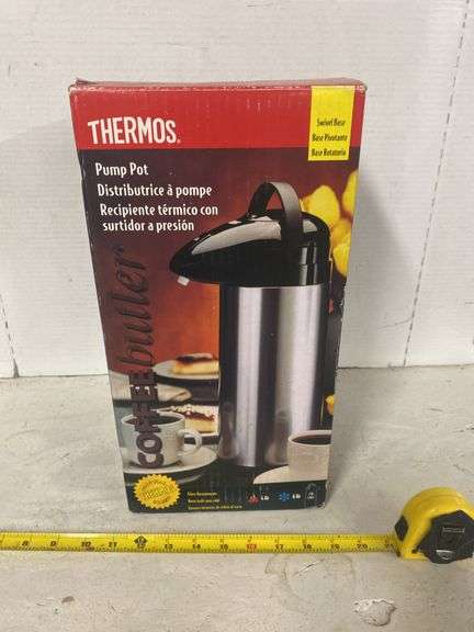 THERMOS 2QT. SWIVEL BASE COFFEE BUTLER PUMP POT
