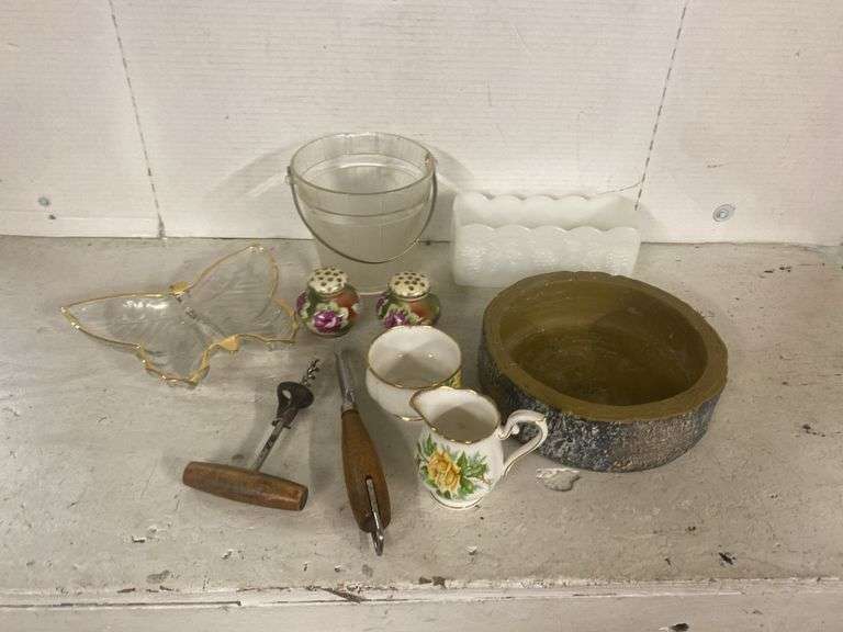 ASSORTED SALT AND PEPPER SHAKER,  ICE BUCKET, DECOR, ETC