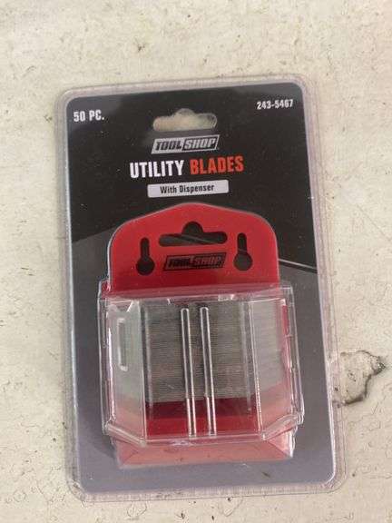 (50PC.) TOOL SHOP UTILITY BLADES WITH DISPENSER
