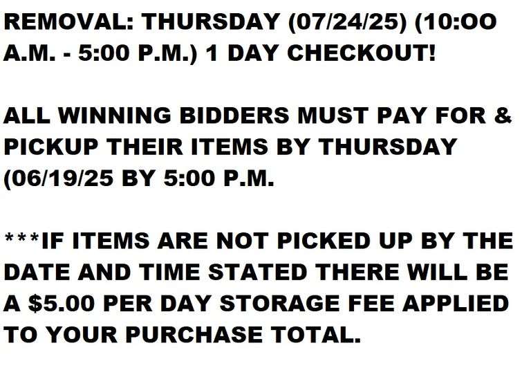 REMOVAL DATE, TIME, & INFORMATION