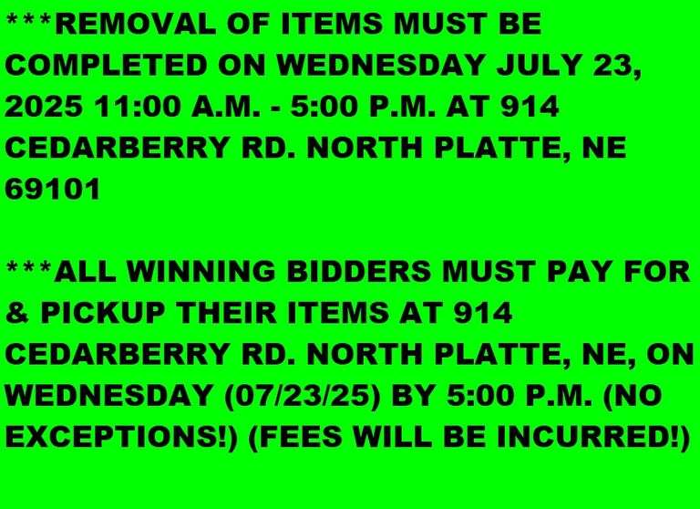 REMOVAL DATE, TIME, & INFORMATION