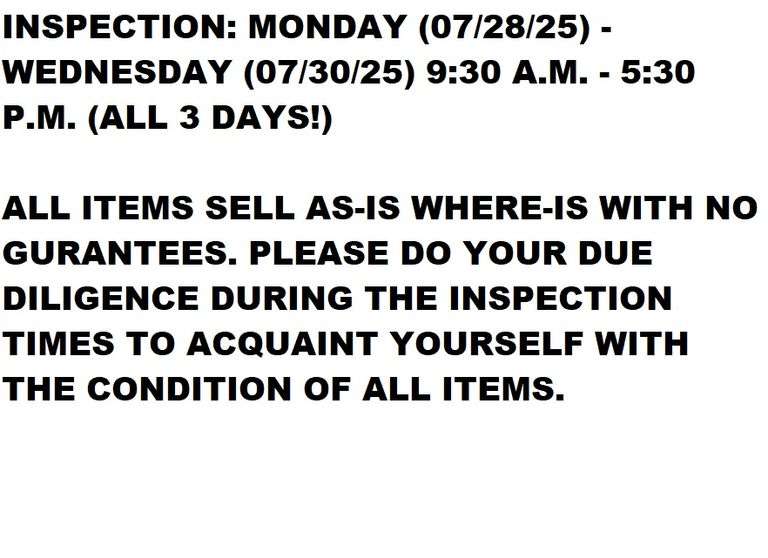 INSPECTION DATES, TIMES, & INFORMATION