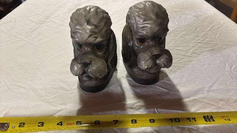 VINTAGE CERAMIC POODLE BOOKENDS
