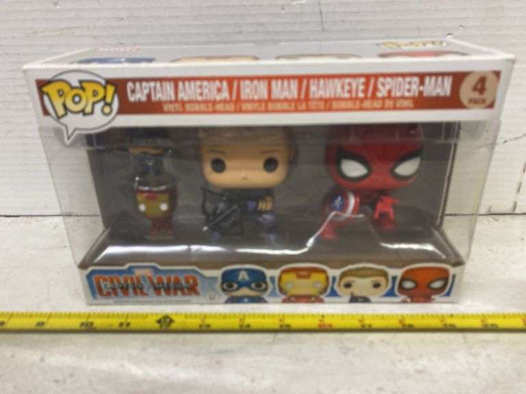 FUNKO POP MARVEL STUDIOS CIVIL WAR CAPTAIN AMERICA / IRON MAN / HAWKEYE / AND SPIDER-MAN 4 PACK FIGU