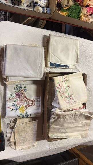 ASSORTED UNFINISHED EMBROIDERED TEA TOWELS