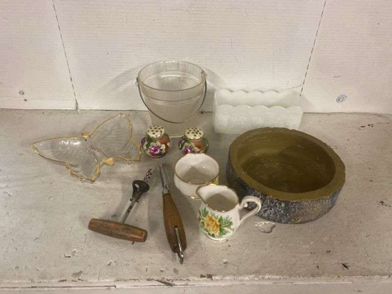 ASSORTED SALT AND PEPPER SHAKER,  ICE BUCKET, DECOR, ETC