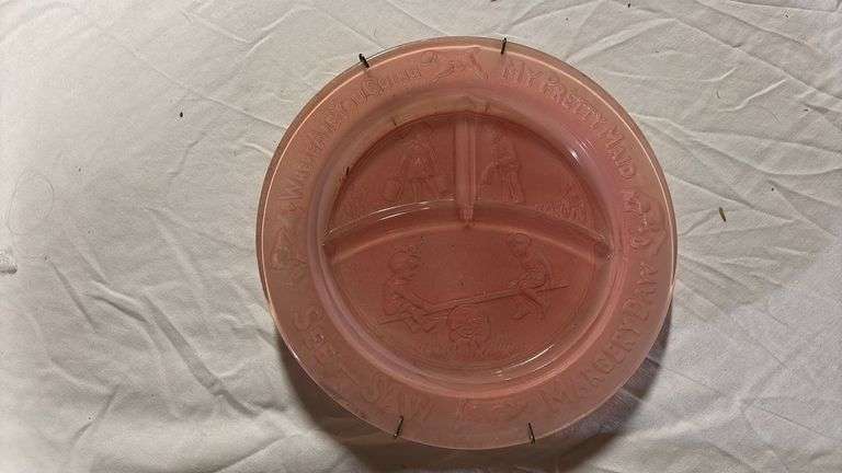 VINTAGE PINK DEPRESSION BABY PLATE