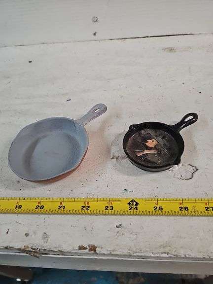 PAIR OF MINIATURE CAST IRON SKILLETS
