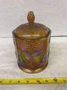 7 1/2” CARNIVAL GLASS CANISTER