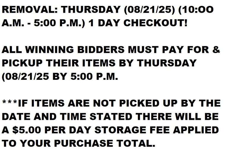 REMOVAL DATE, TIME, & INFORMATION