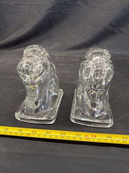 FEDERAL GLASS HORSE HEAD BOOKENDS