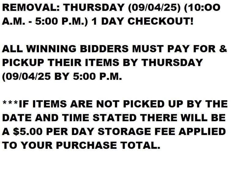 REMOVAL DATE, TIME, & INFORMATION