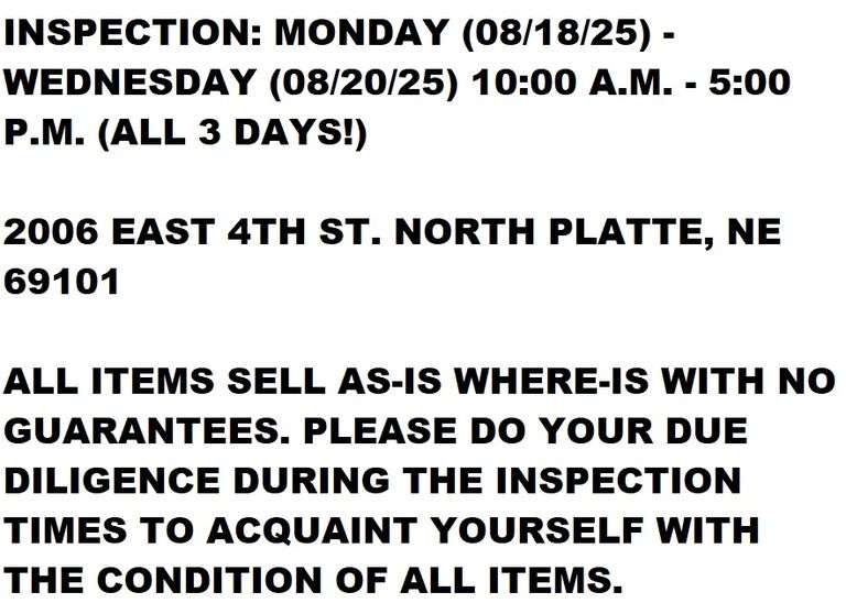 INSPECTION DATES, TIMES, & INFORMATION