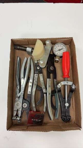 (702A) ASSORTED SNAP RING PLIERS, GAUGE, TUBING BENDER, ETC.
