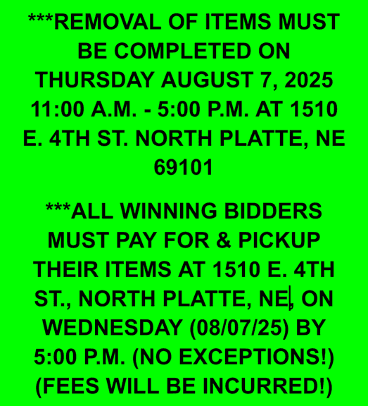 REMOVAL DATE, TIME, & INFORMATION