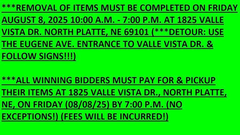 REMOVAL DATE, TIME, & INFORMATION