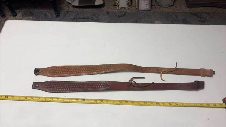 (LR) 2-CT. LEATHER GUN SLINGS