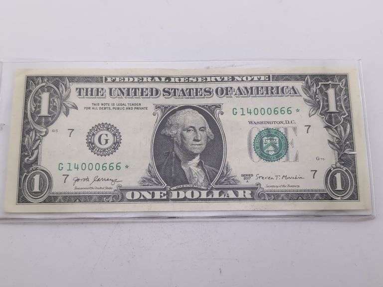 Unusual Note 2017-A $1 FEDERAL RESERVE NOTE *STAR NOTE* (UNUSUAL NUMBERS) - Isabell ...