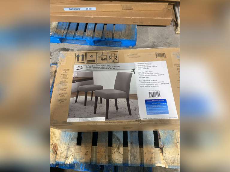 2 Pack Gray Fabric Dining Chairs