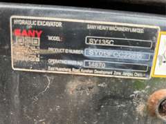 2022 Sany SY135C Excavator with Tooth Bucket and Extra Ditching Bucket