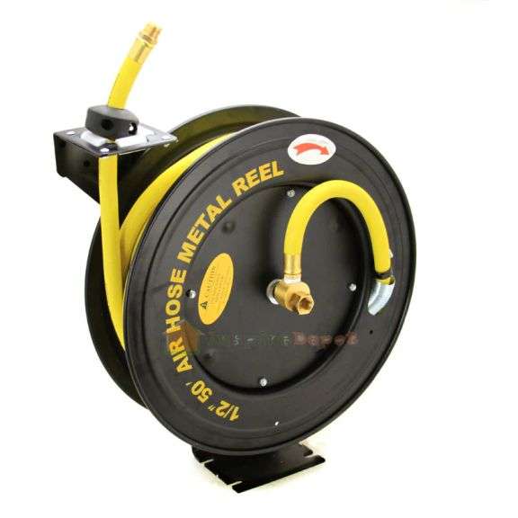 Stark 50 ft x 3/8 in Retractable All-Weather Rubber Air Hose Auto-Rewind Reel - Albuquerque NM