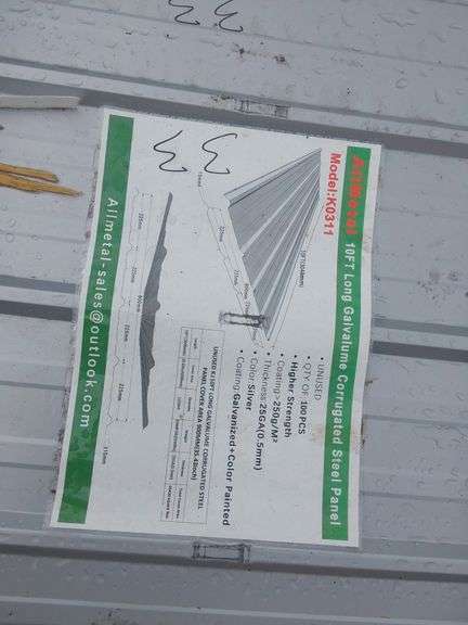 Qty of 100 10ft Galvalume Corrugated Steel Panel