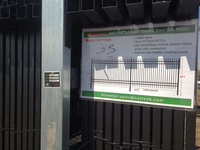 Qty of 24 10FT x 7FT Powder  Coated Steel Site Fence
